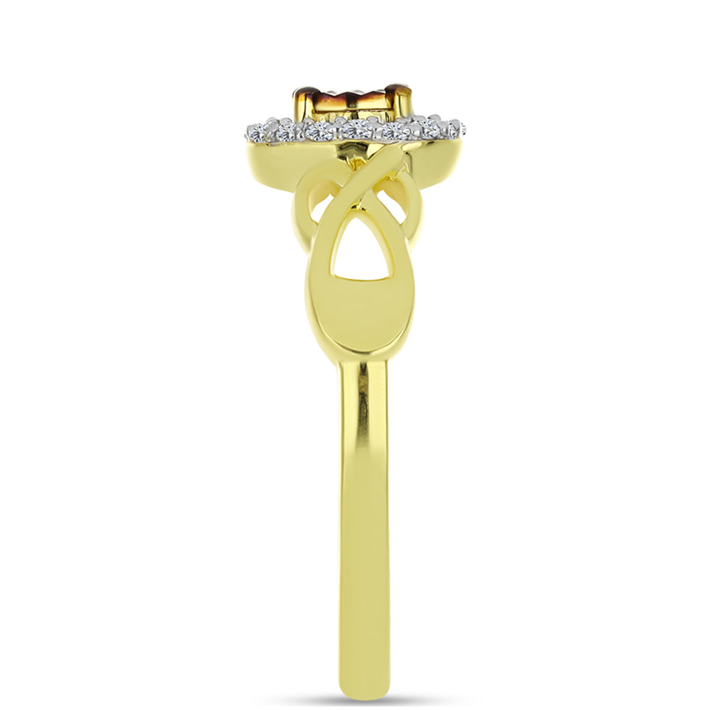 Pozlátený Strieborný Prsteň s Modrým Diamantom a Bielym Topásom 4 