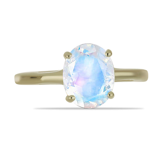 Pozlátený Strieborný Prsteň s Dúhovým Mesačným Kameňom