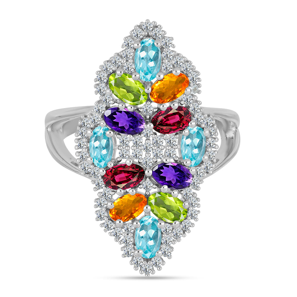 Strieborný Prsteň s Marockým Ametystom a Changbaiskym Olivínom