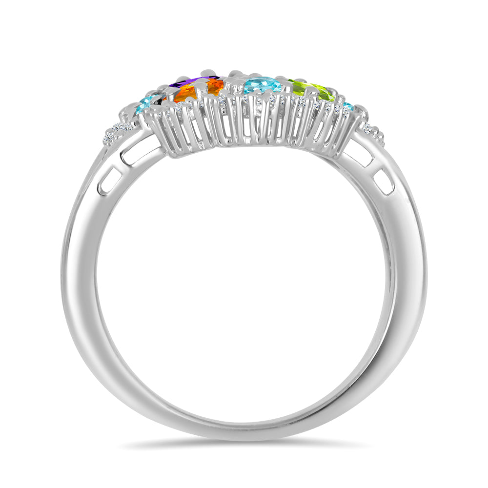 Strieborný Prsteň s Marockým Ametystom a Changbaiskym Olivínom