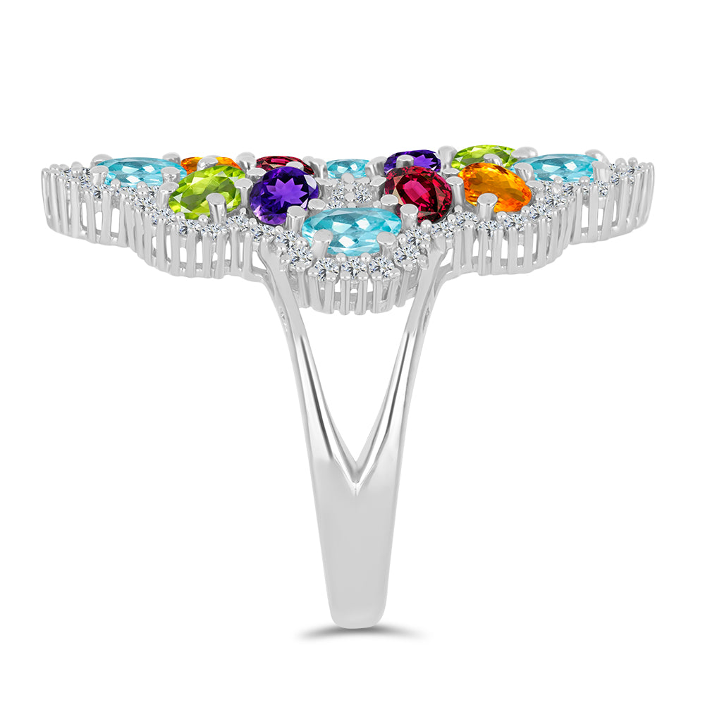 Strieborný Prsteň s Marockým Ametystom a Changbaiskym Olivínom