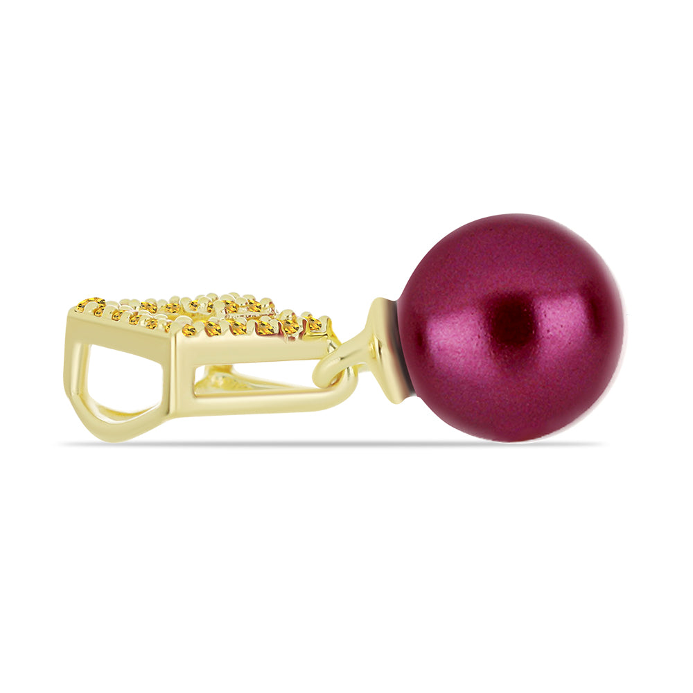 Pozlátený Strieborný Prívesok s so Fialová Sladkovodnou Perlou a Uralským Citrínom 2 