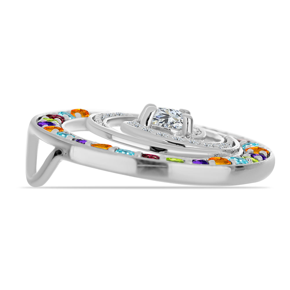 Strieborný Prívesok s Marockým Ametystom a so Zlatým Citrínom 2 