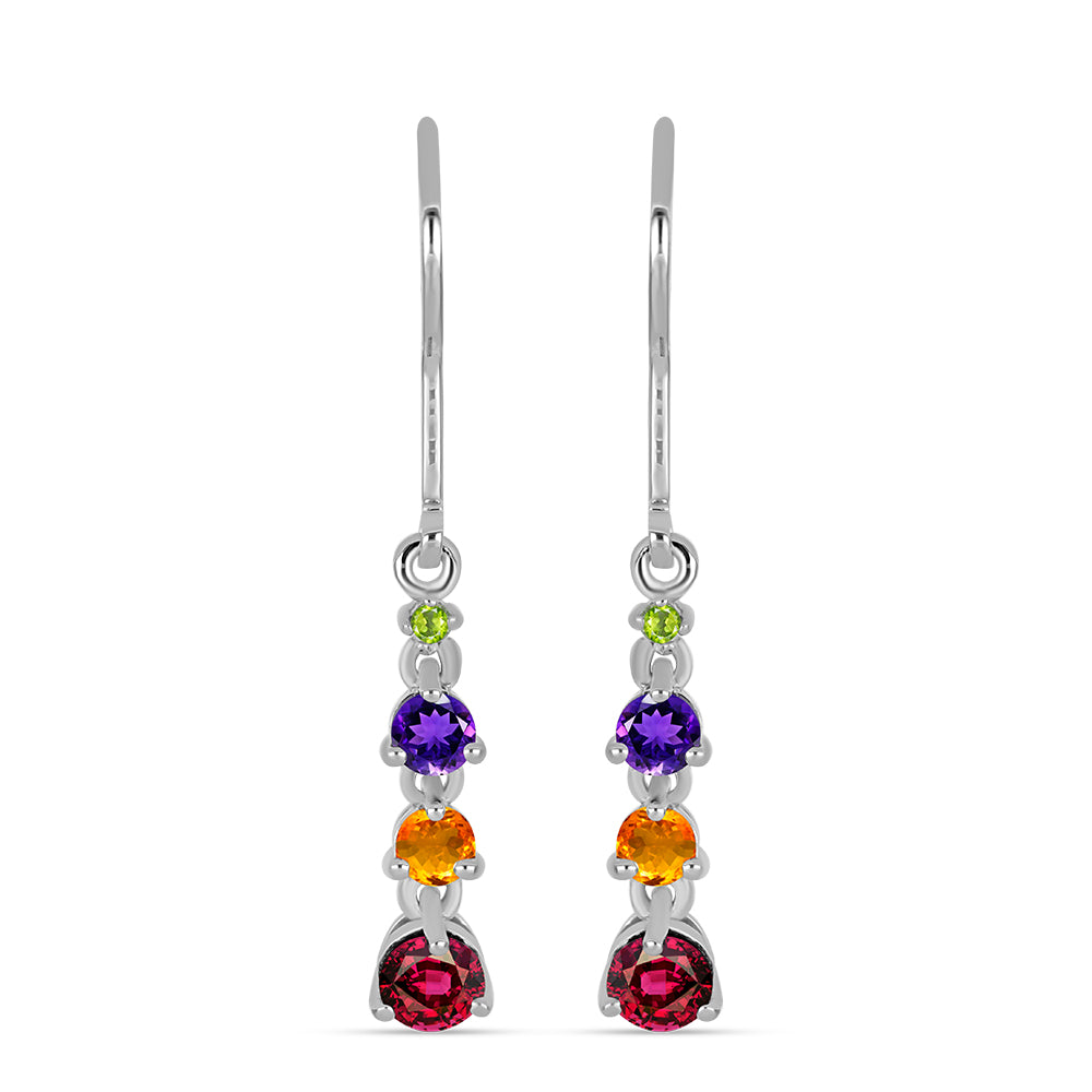 Strieborné Náušnice s Marockým Ametystom a so Zlatým Citrínom 1 