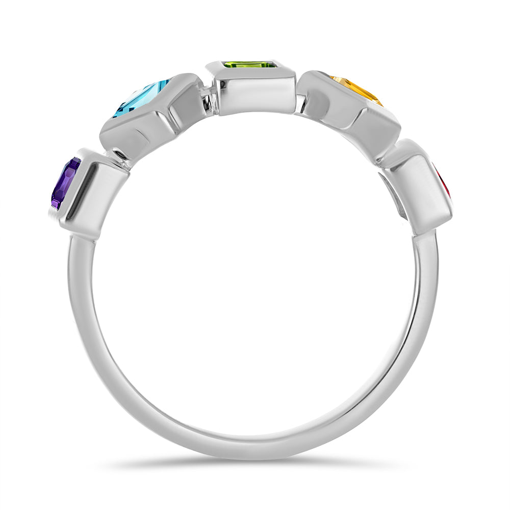 Strieborný Prsteň s Marockým Ametystom a Changbaiskym Olivínom