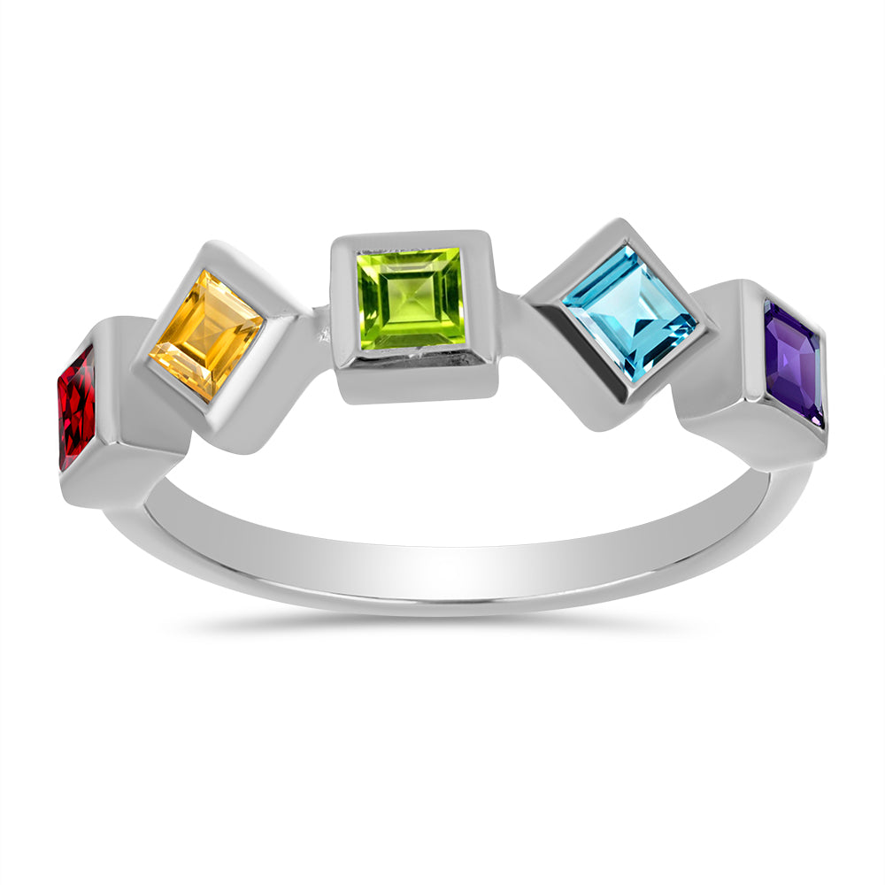 Strieborný Prsteň s Marockým Ametystom a Changbaiskym Olivínom