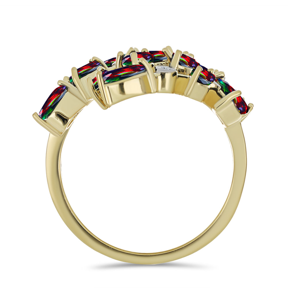 Pozlátený Strieborný Prsteň s Polnočne Čiernym Etiópskym Opálom z Lega Dembi a Bielym Topásom 2 
