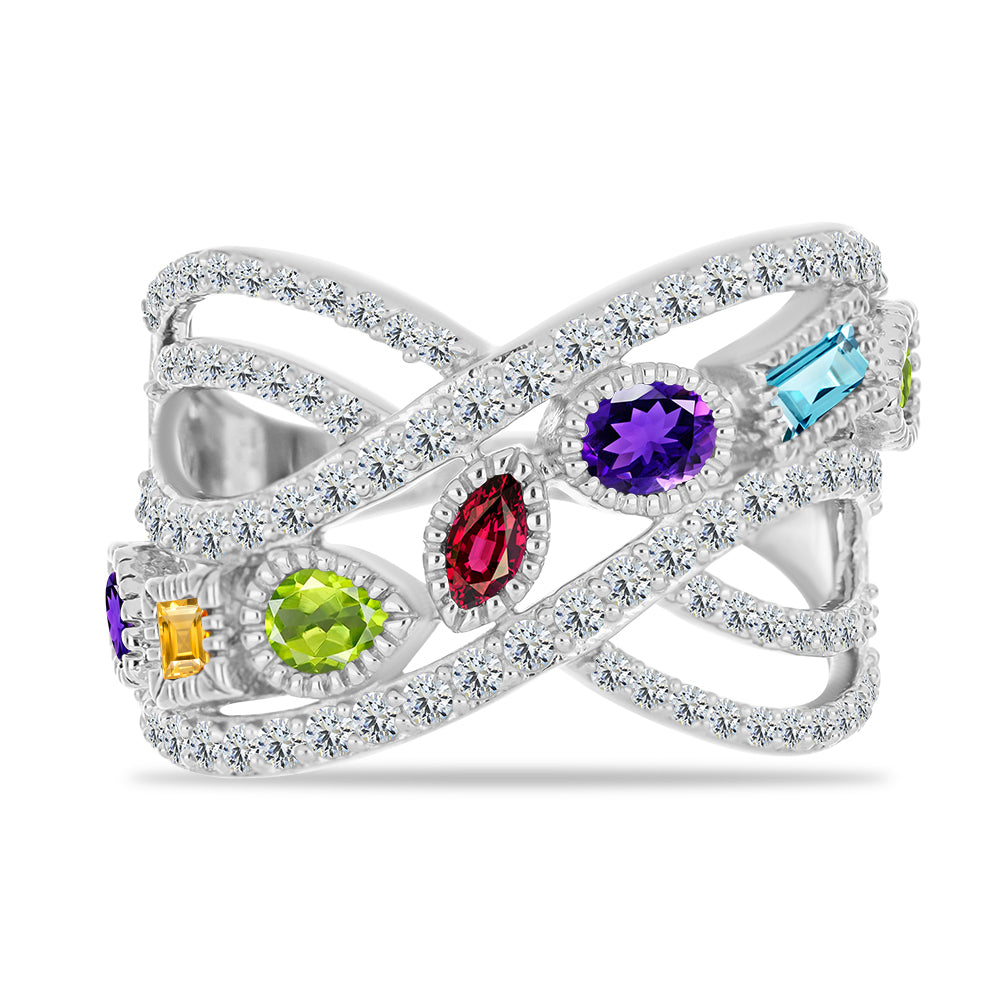 Strieborný Prsteň s Marockým Ametystom a Changbaiskym Olivínom 1 