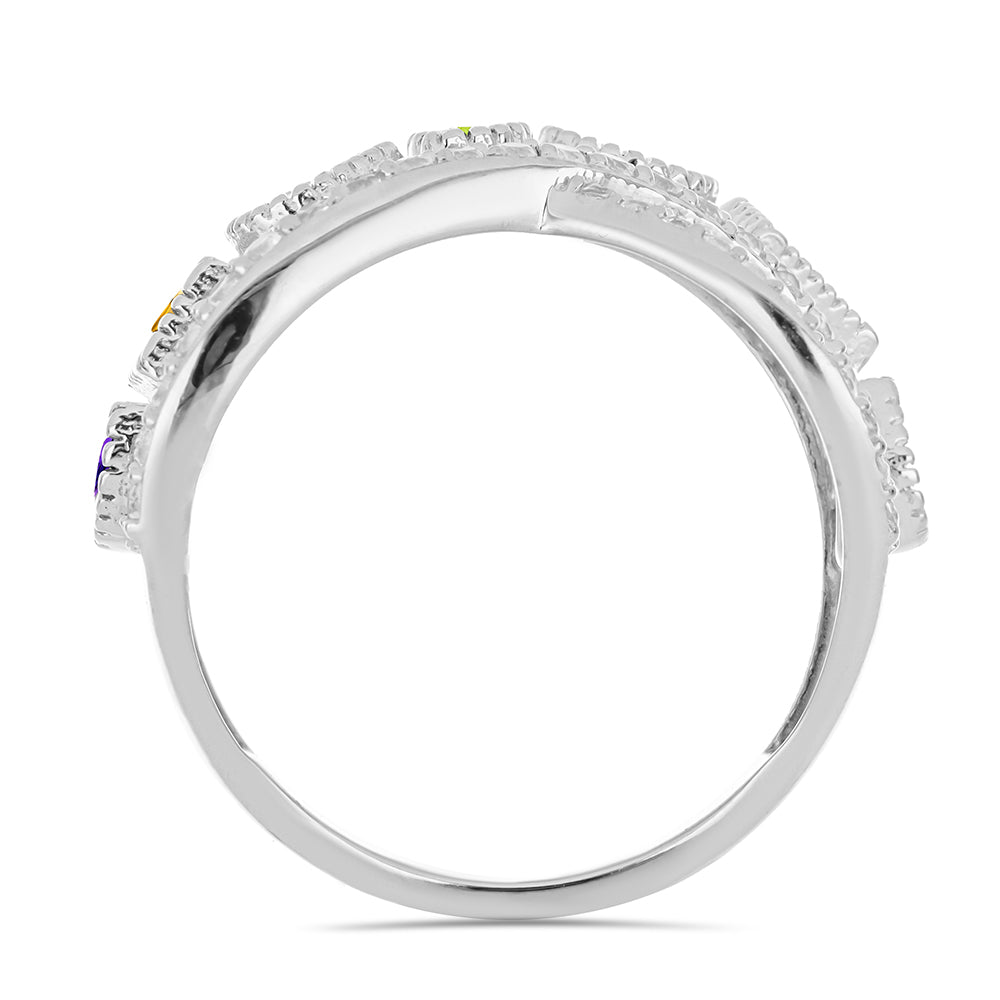 Strieborný Prsteň s Marockým Ametystom a Changbaiskym Olivínom