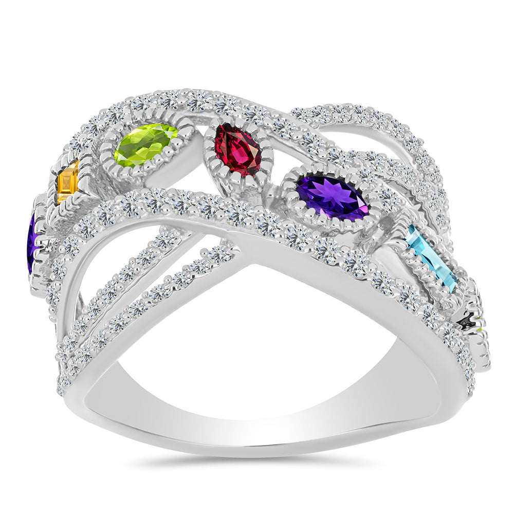 Strieborný Prsteň s Marockým Ametystom a Changbaiskym Olivínom 3 