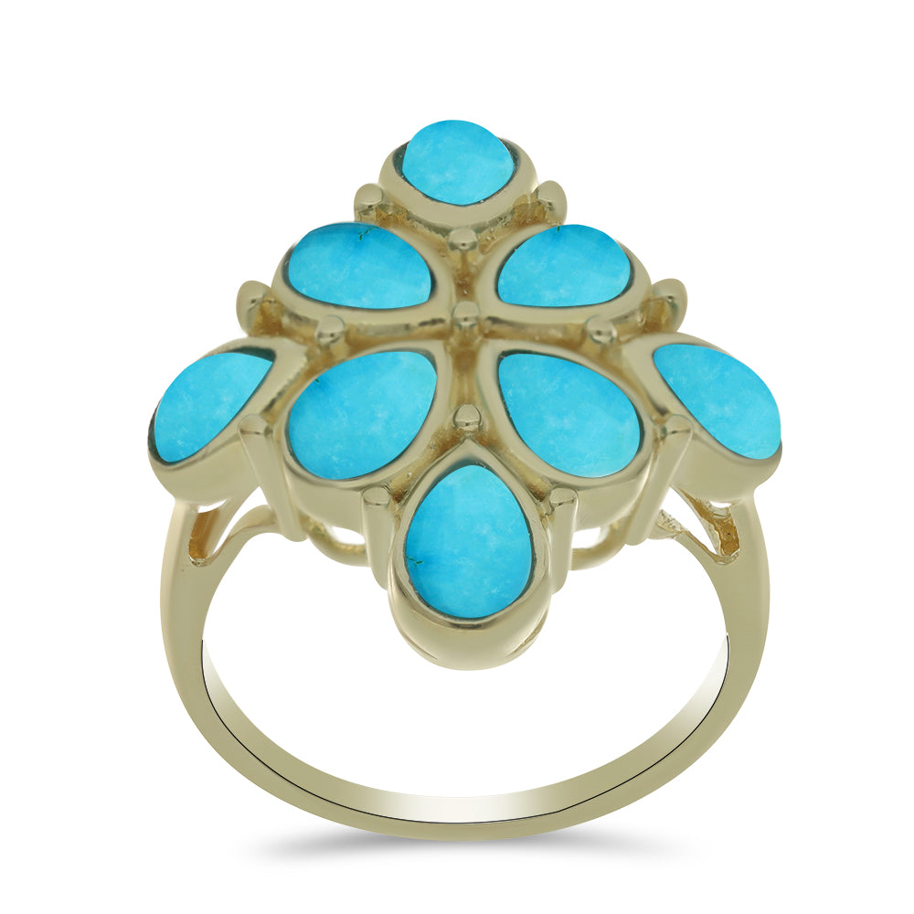 Pozlátený Strieborný Prsteň s so Sleeping Beauty Tyrkysom 3 