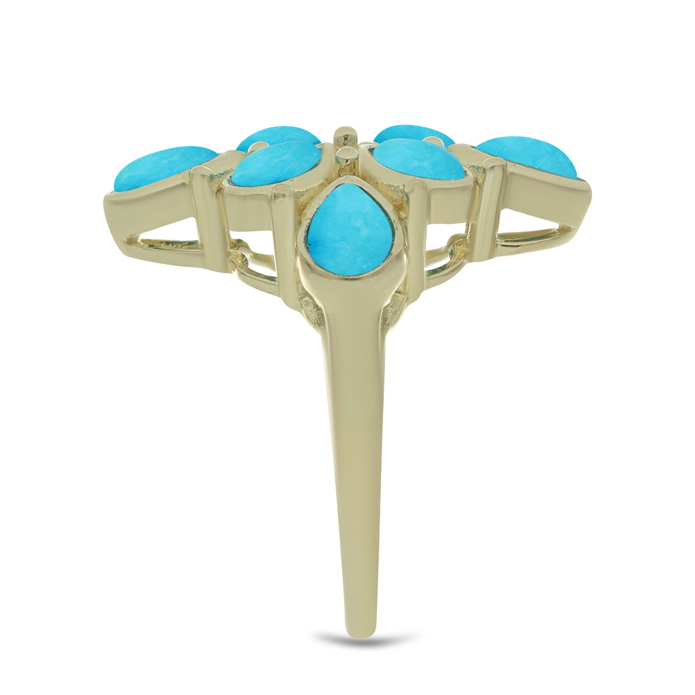 Pozlátený Strieborný Prsteň s so Sleeping Beauty Tyrkysom 4 