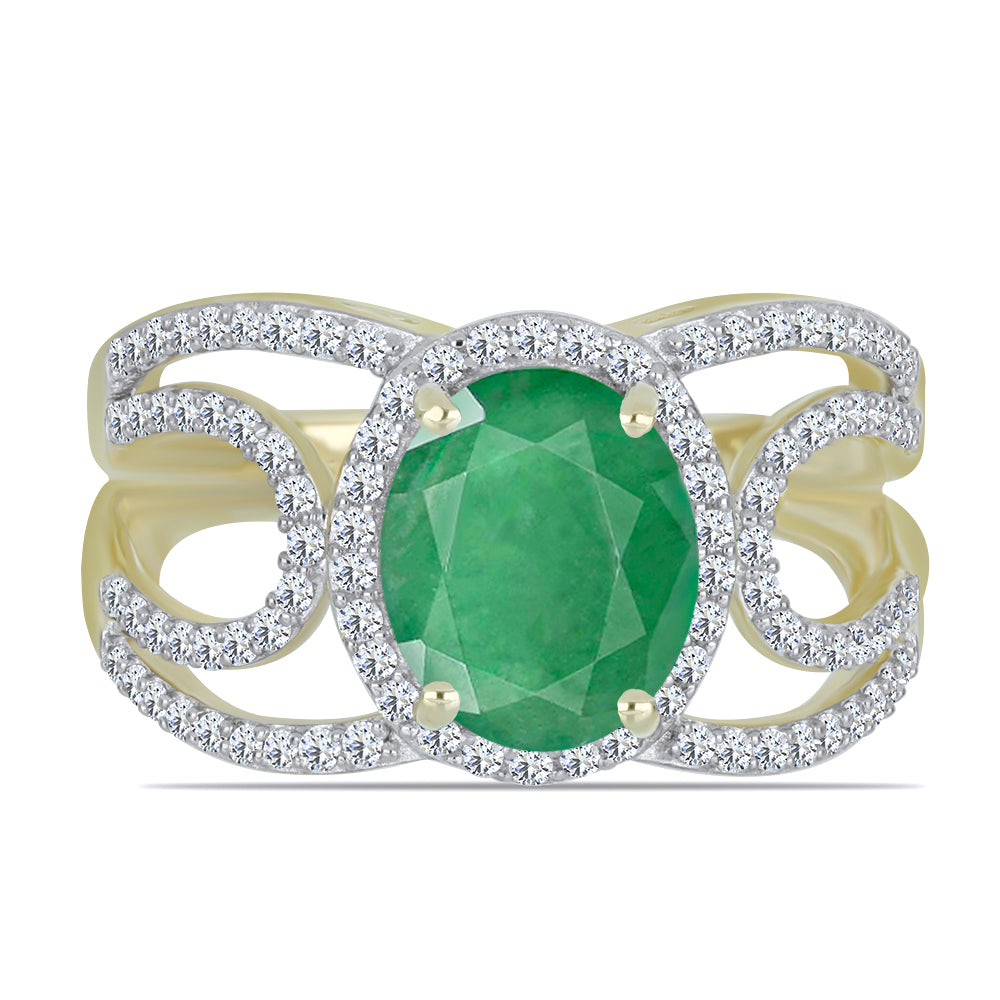 Pozlátený Strieborný Prsteň s Brazílskym Smaragdom a Bielym Topásom 1 