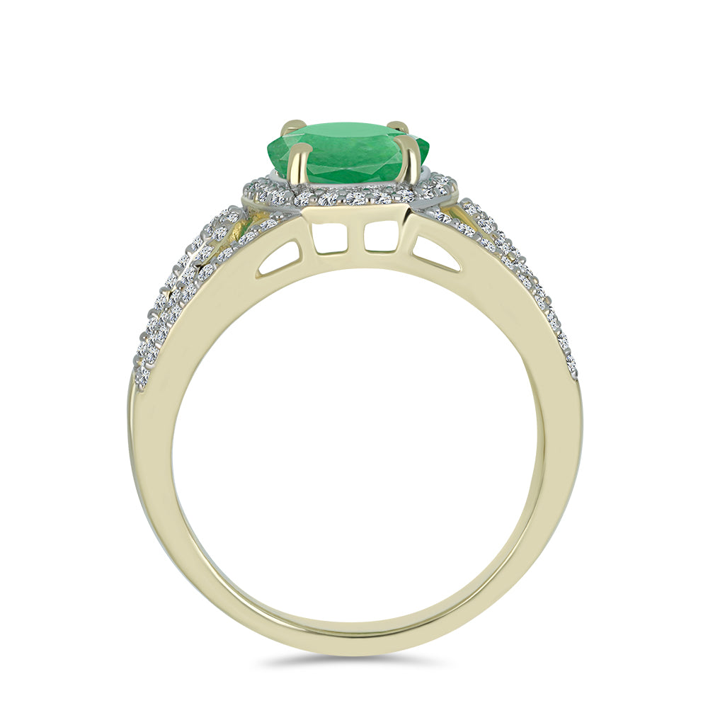 Pozlátený Strieborný Prsteň s Brazílskym Smaragdom a Bielym Topásom