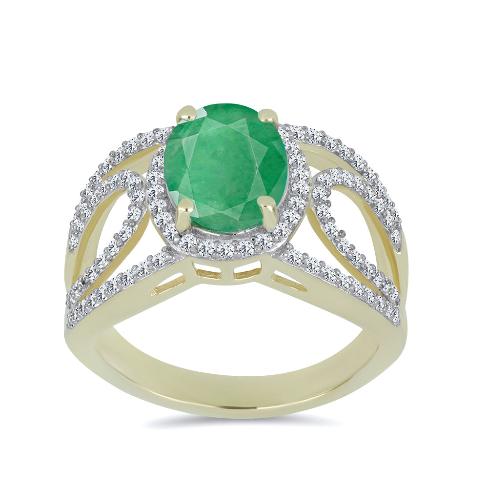 Pozlátený Strieborný Prsteň s Brazílskym Smaragdom a Bielym Topásom 3 