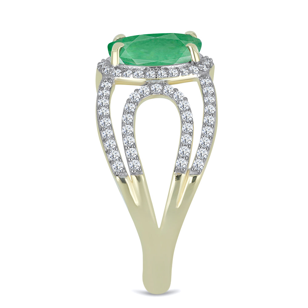 Pozlátený Strieborný Prsteň s Brazílskym Smaragdom a Bielym Topásom 4 