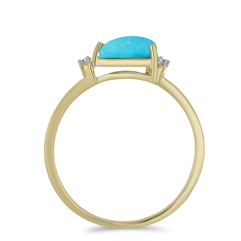 Pozlátený Strieborný Prsteň s so Sleeping Beauty Tyrkysom a Bielym Topásom