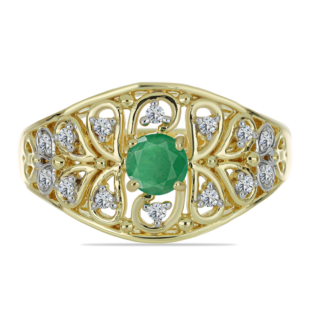 Pozlátený Strieborný Prsteň s Brazílskym Smaragdom a Bielym Topásom 1 