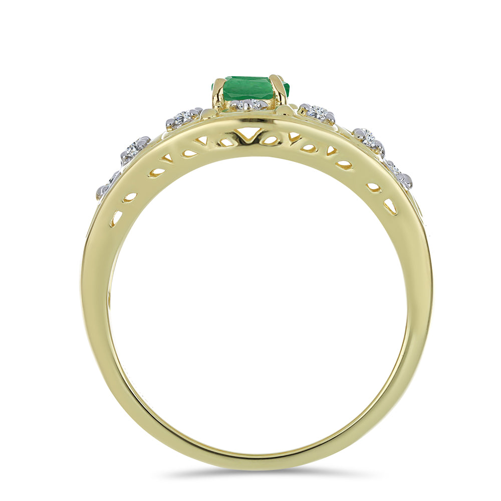 Pozlátený Strieborný Prsteň s Brazílskym Smaragdom a Bielym Topásom 2 