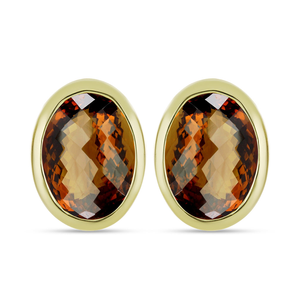 Pozlátené Strieborné Náušnice s Koňakovým Kremeňom 1 