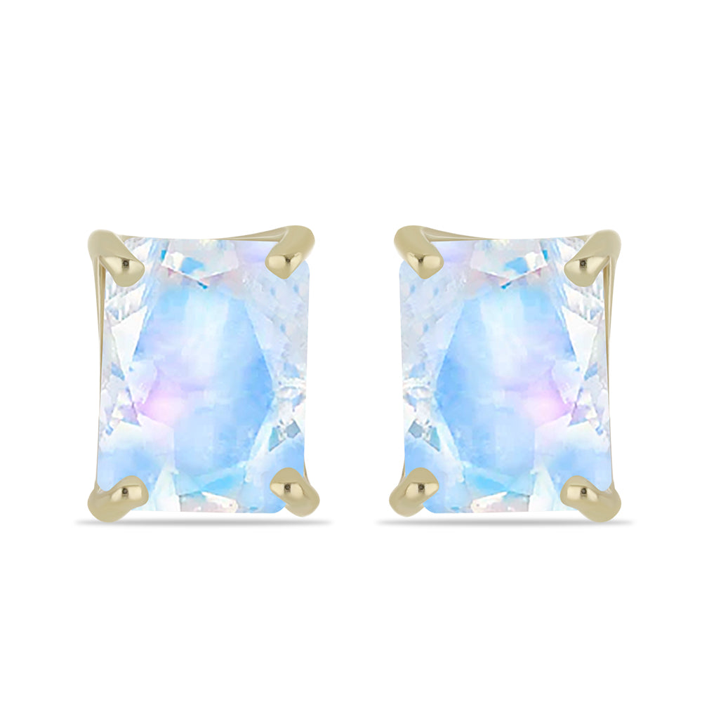 Pozlátené Strieborné Náušnice s Dúhovým Mesačným Kameňom 1 