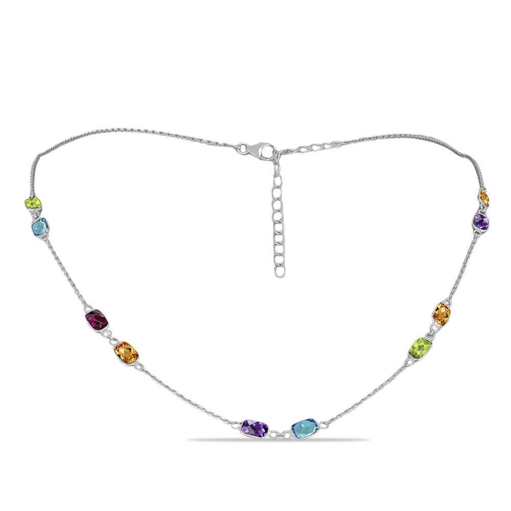 Strieborný Náhrdelník s Marockým Ametystom a Changbaiskym Olivínom 1 