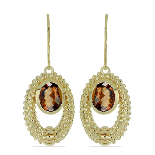 Pozlátené Strieborné Náušnice s Koňakovým Kremeňom