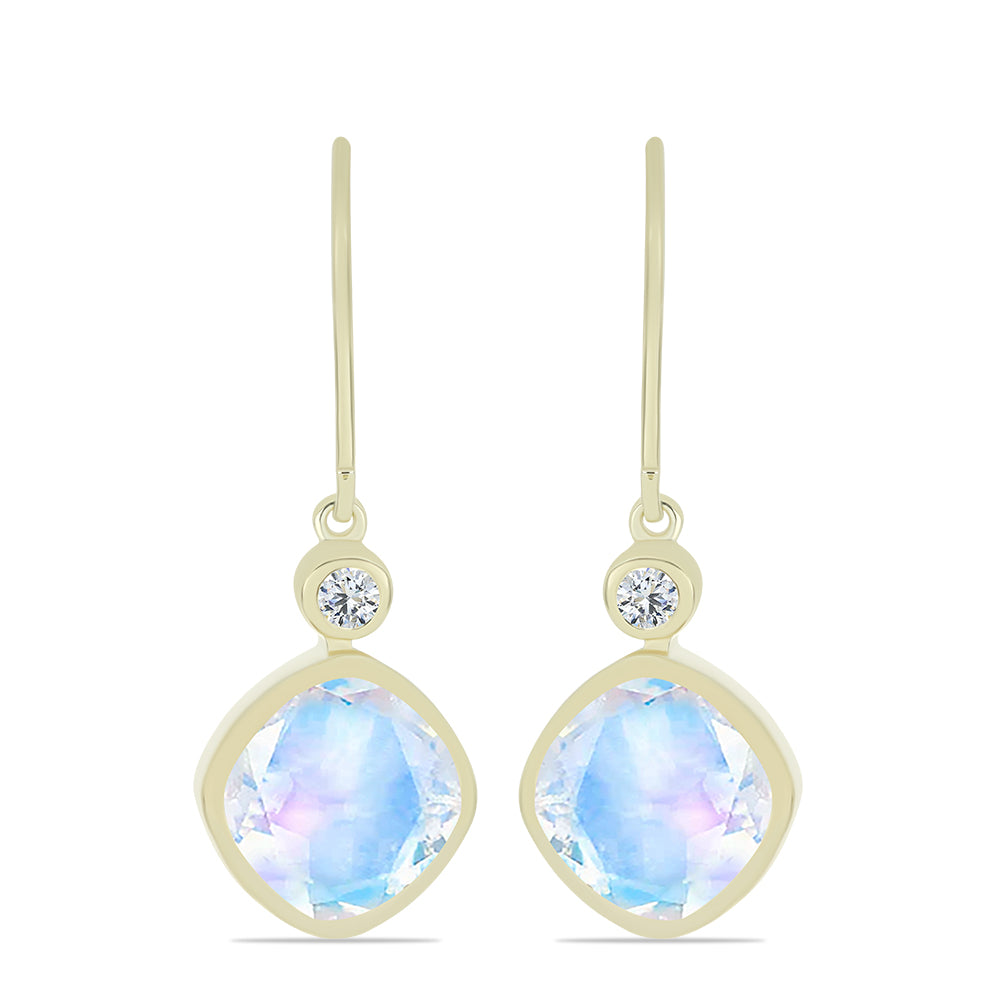 Pozlátené Strieborné Náušnice s Dúhovým Mesačným Kameňom a Bielym Topásom 1 