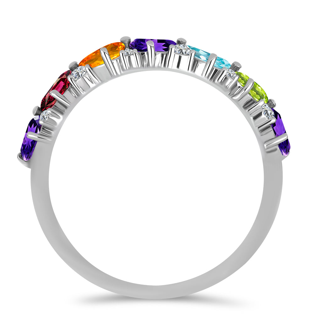 Strieborný Prsteň s Marockým Ametystom a Changbaiskym Olivínom