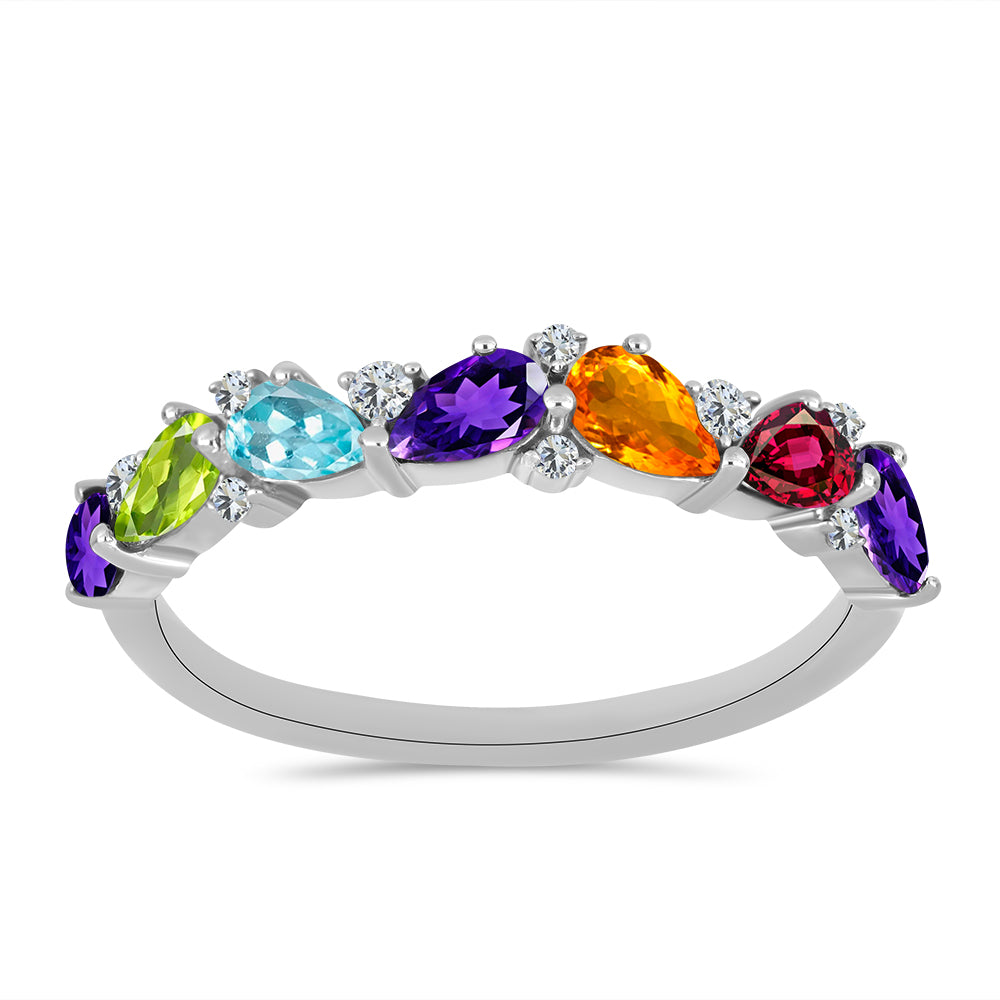 Strieborný Prsteň s Marockým Ametystom a Changbaiskym Olivínom