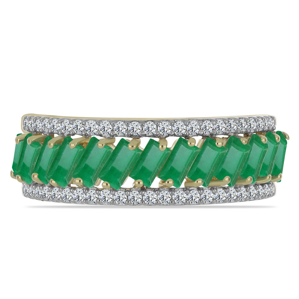 Pozlátený Strieborný Prsteň s Brazílskym Smaragdom a Bielym Topásom 1 