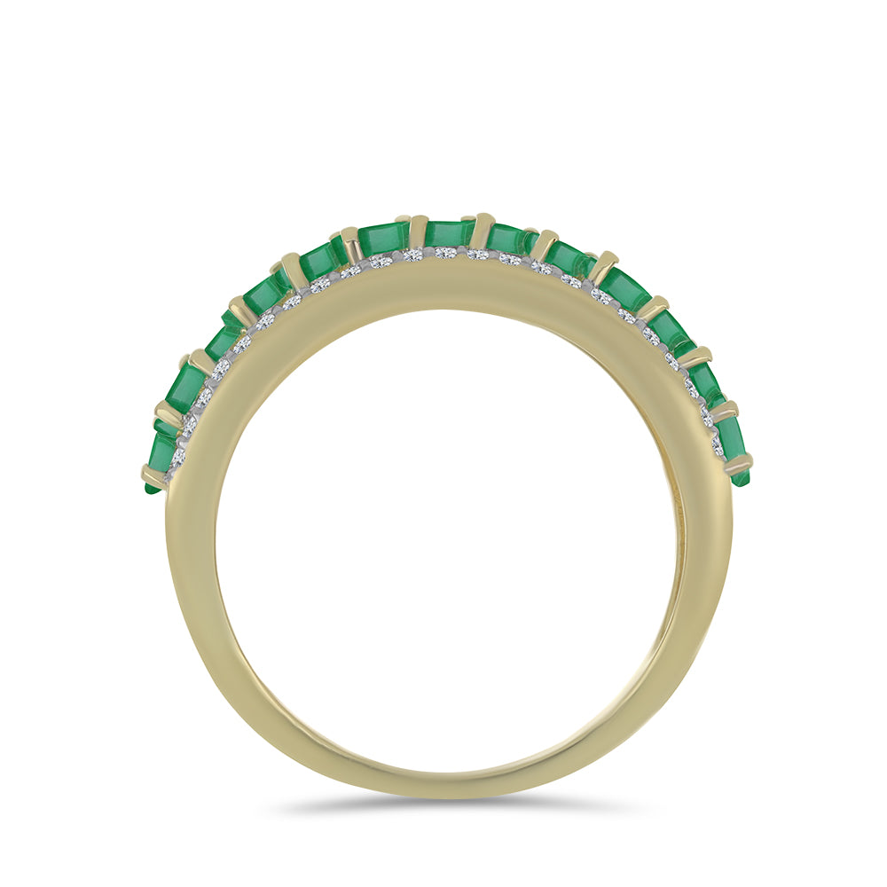 Pozlátený Strieborný Prsteň s Brazílskym Smaragdom a Bielym Topásom 2 