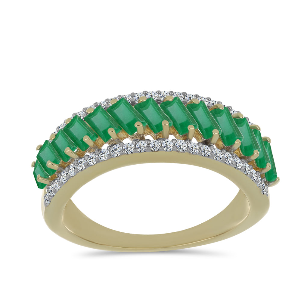 Pozlátený Strieborný Prsteň s Brazílskym Smaragdom a Bielym Topásom 3 