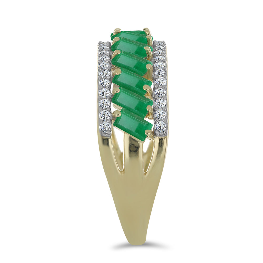 Pozlátený Strieborný Prsteň s Brazílskym Smaragdom a Bielym Topásom