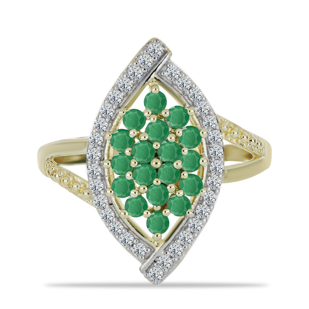 Pozlátený Strieborný Prsteň s Brazílskym Smaragdom a Bielym Topásom