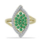 Pozlátený Strieborný Prsteň s Brazílskym Smaragdom a Bielym Topásom