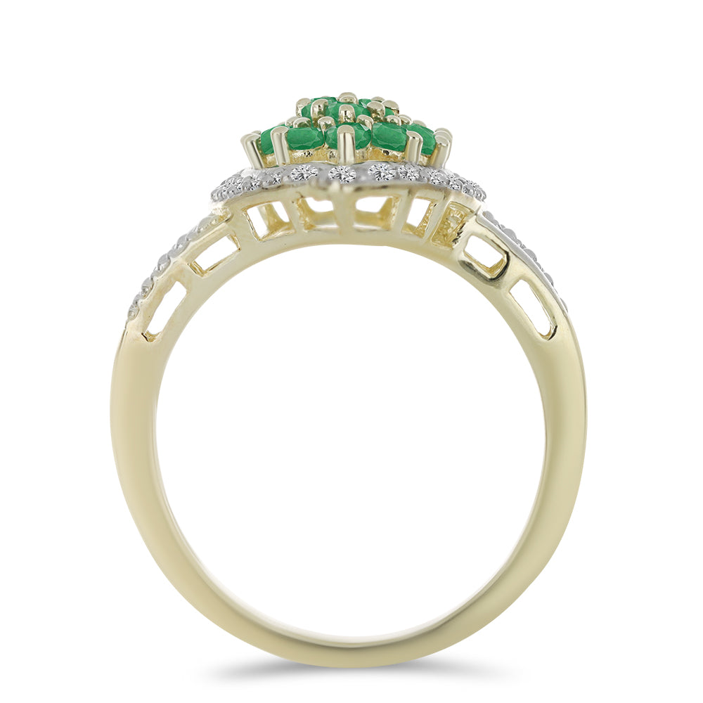 Pozlátený Strieborný Prsteň s Brazílskym Smaragdom a Bielym Topásom 2 