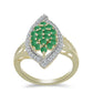 Pozlátený Strieborný Prsteň s Brazílskym Smaragdom a Bielym Topásom
