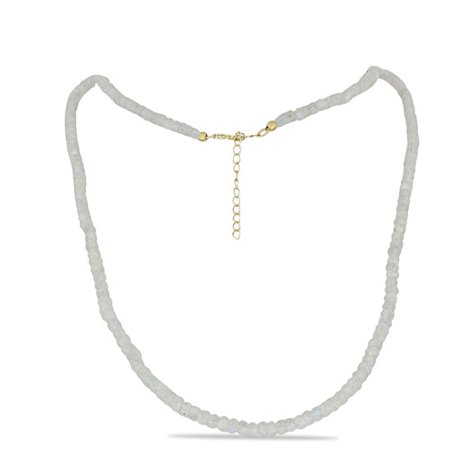 Pozlátený Strieborný Náhrdelník s Dúhovým Mesačným Kameňom