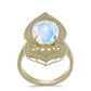 Pozlátený Strieborný Prsteň s Dúhovým Mesačným Kameňom
