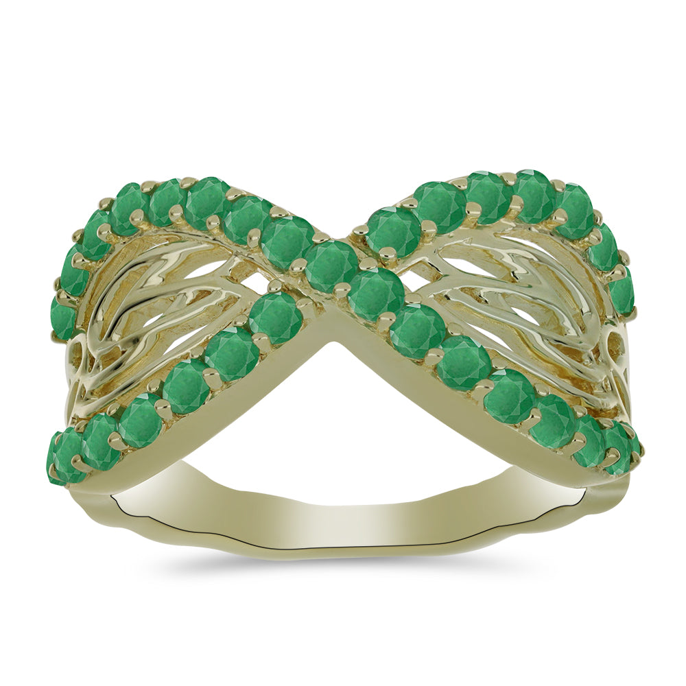 Pozlátený Strieborný Prsteň s Brazílskym Smaragdom