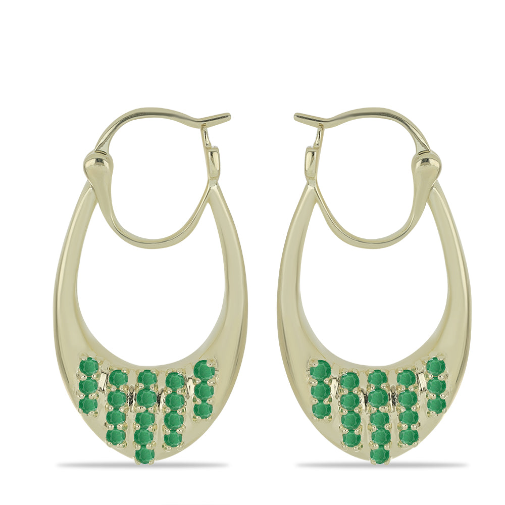 Pozlátené Strieborné Náušnice s Brazílskym Smaragdom