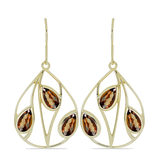 Pozlátené Strieborné Náušnice s Koňakovým Kremeňom