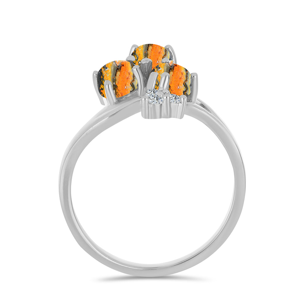 Strieborný Prsteň s Bumble Bee Jaspisom a Bielym Topásom 2 