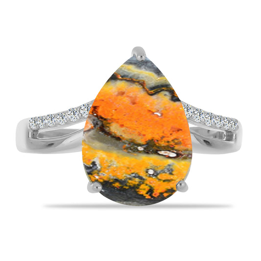 Strieborný Prsteň s Bumble Bee Jaspisom a Bielym Topásom