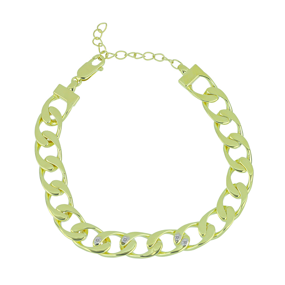 Pozlátený Strieborný Náramok s Bielym Diamantom 1 