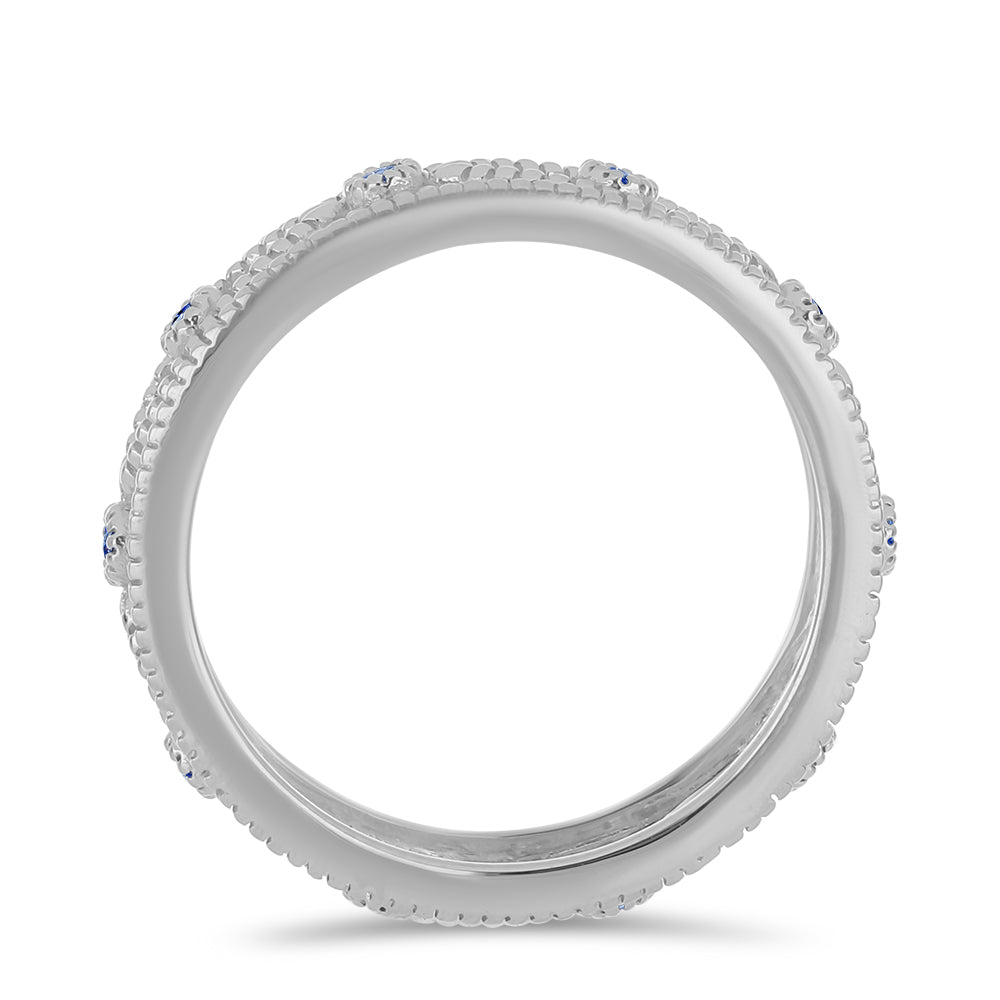Strieborný Prsteň s Certifikovaný Kráľovským modrým moissanitom pestovaný v laboratóriu 2 