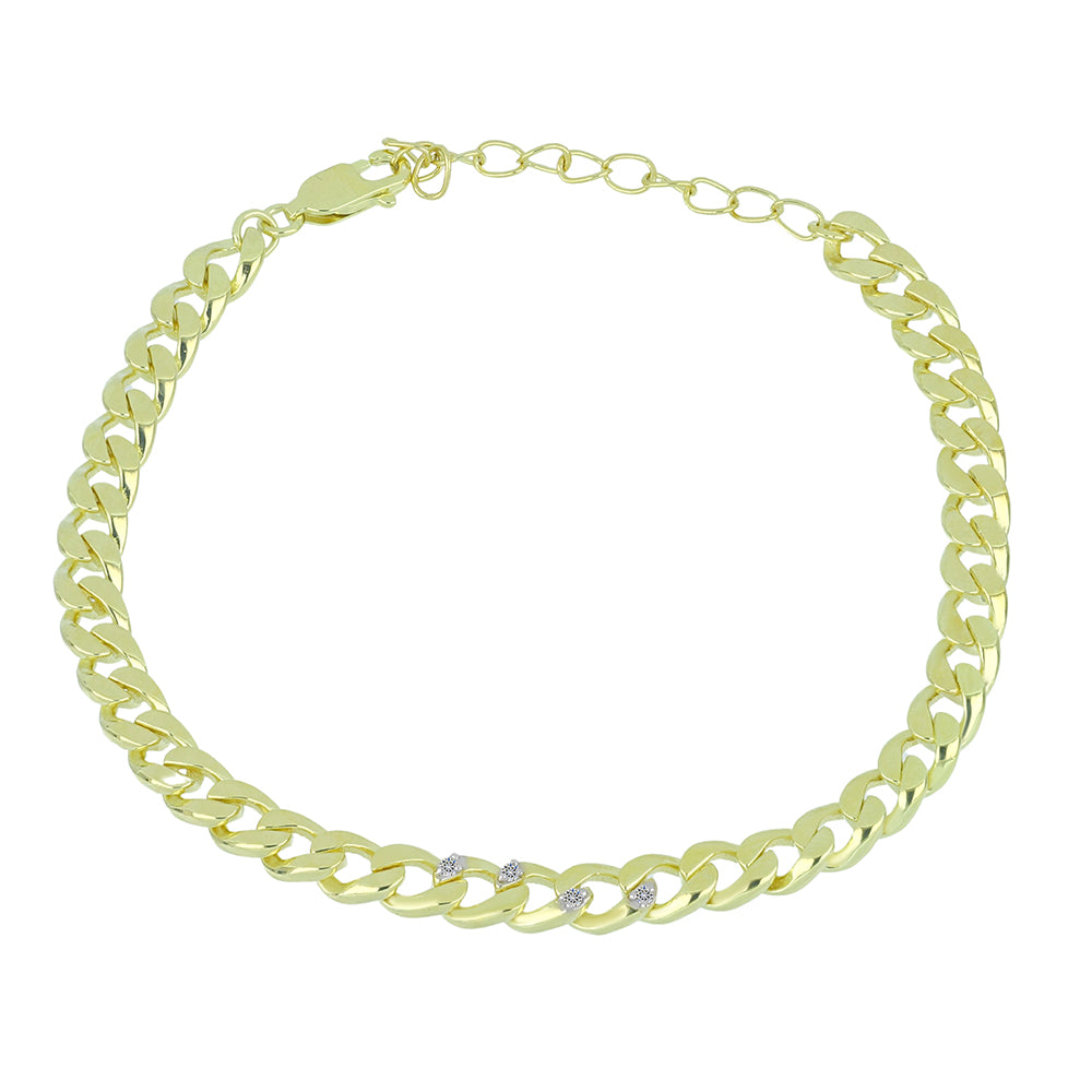 Pozlátený Strieborný Náramok s Bielym Diamantom 1 