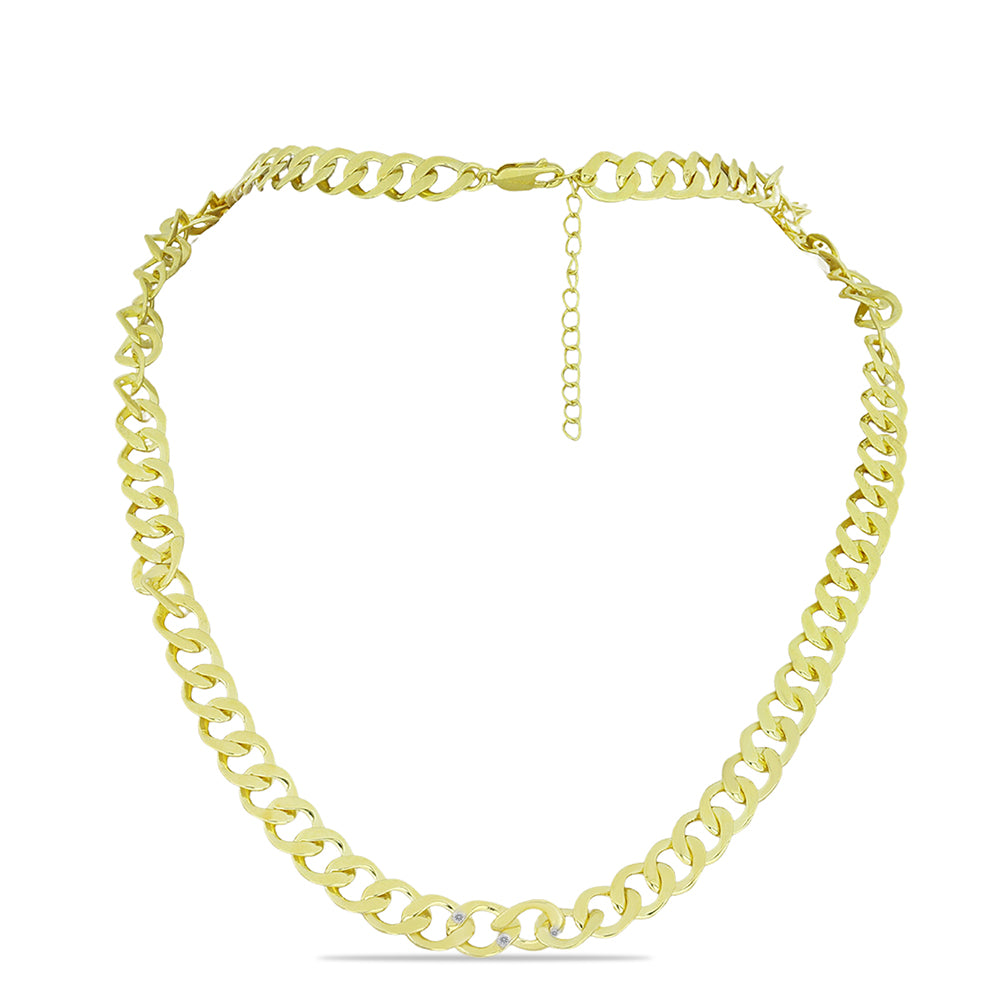 Pozlátený Strieborný Náhrdelník s Bielym Diamantom 1 