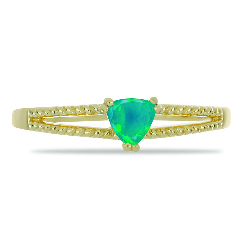 Pozlátený Strieborný Prsteň s so Zeleným Etiópskym Opálom z Lega Dembi 1 